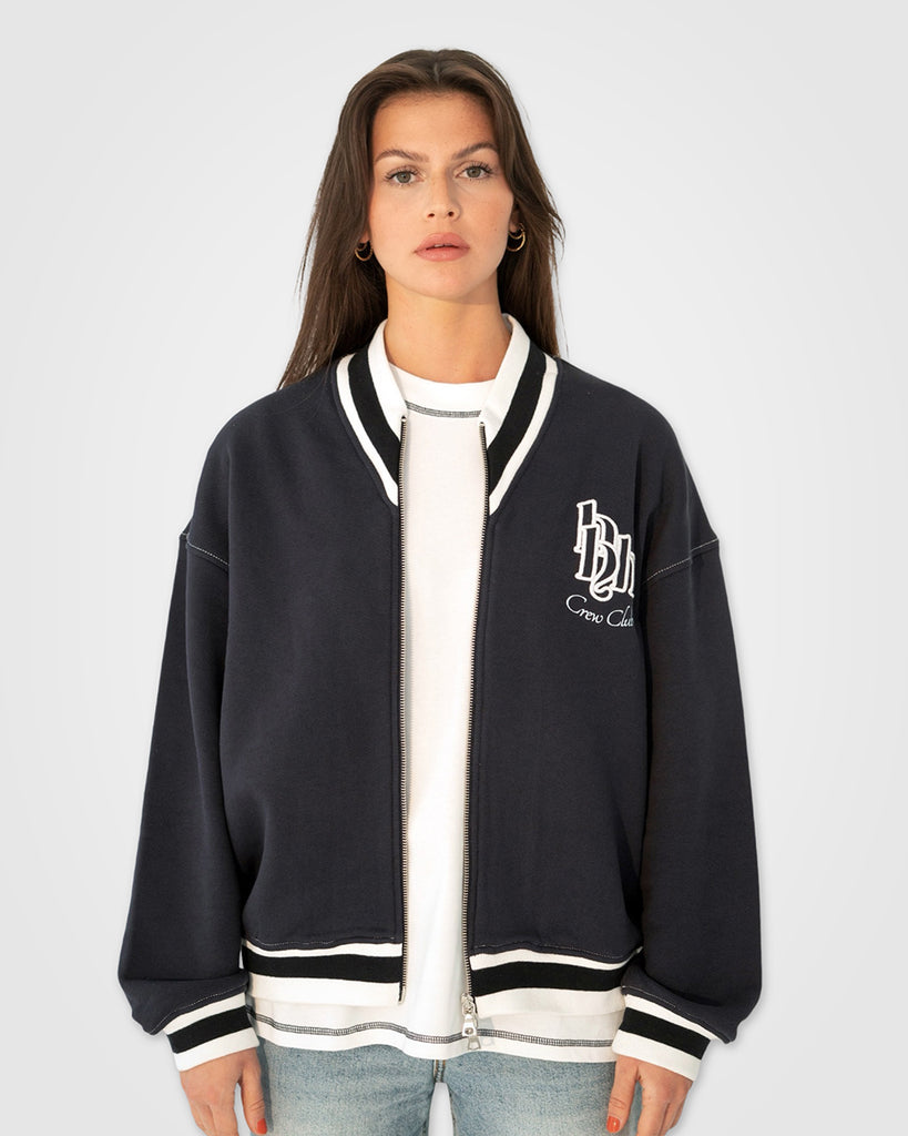 BLUE VARSITY ZIP JACKET