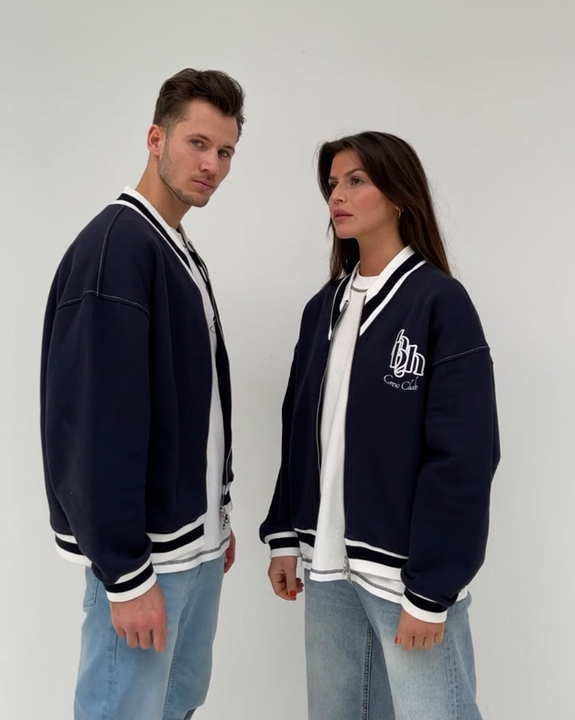 BLUE VARSITY ZIP JACKET