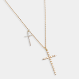 DOUBLE CROSS NECKLACE - GOLD