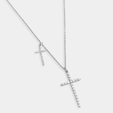 DOUBLE CROSS NECKLACE - 925 SILVER