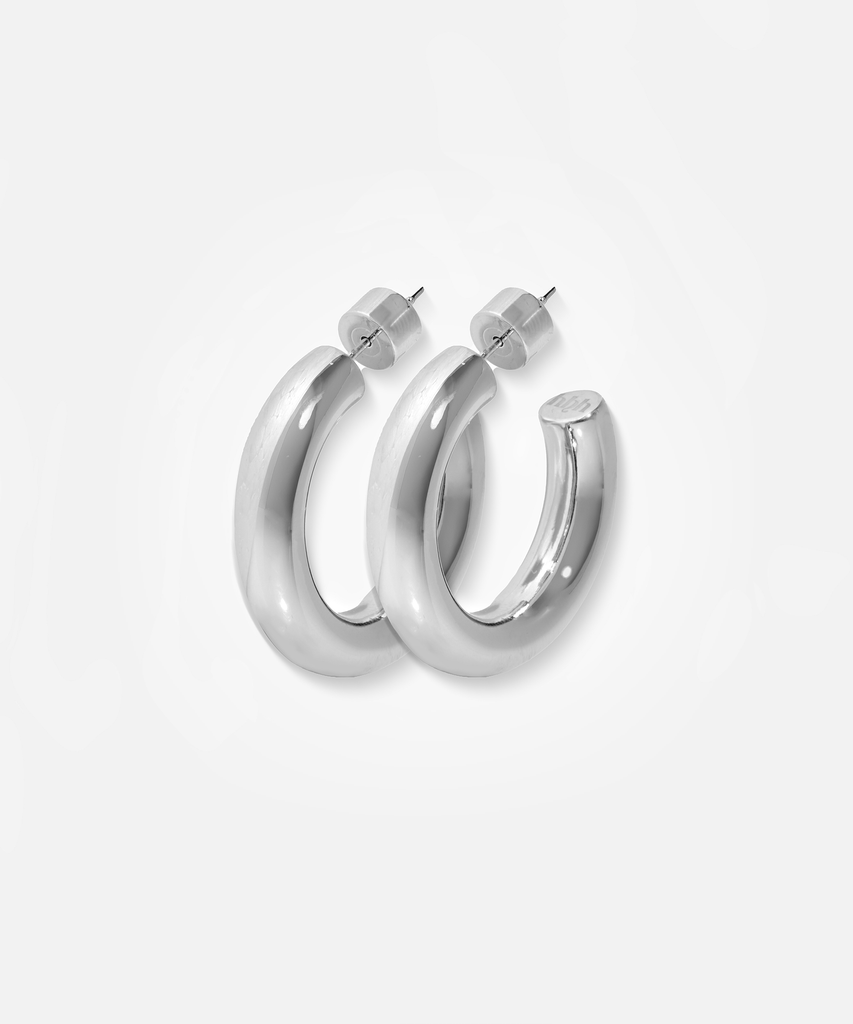 SIGNATURE HOOPS Ø 30 MM RHODIUM PLATED