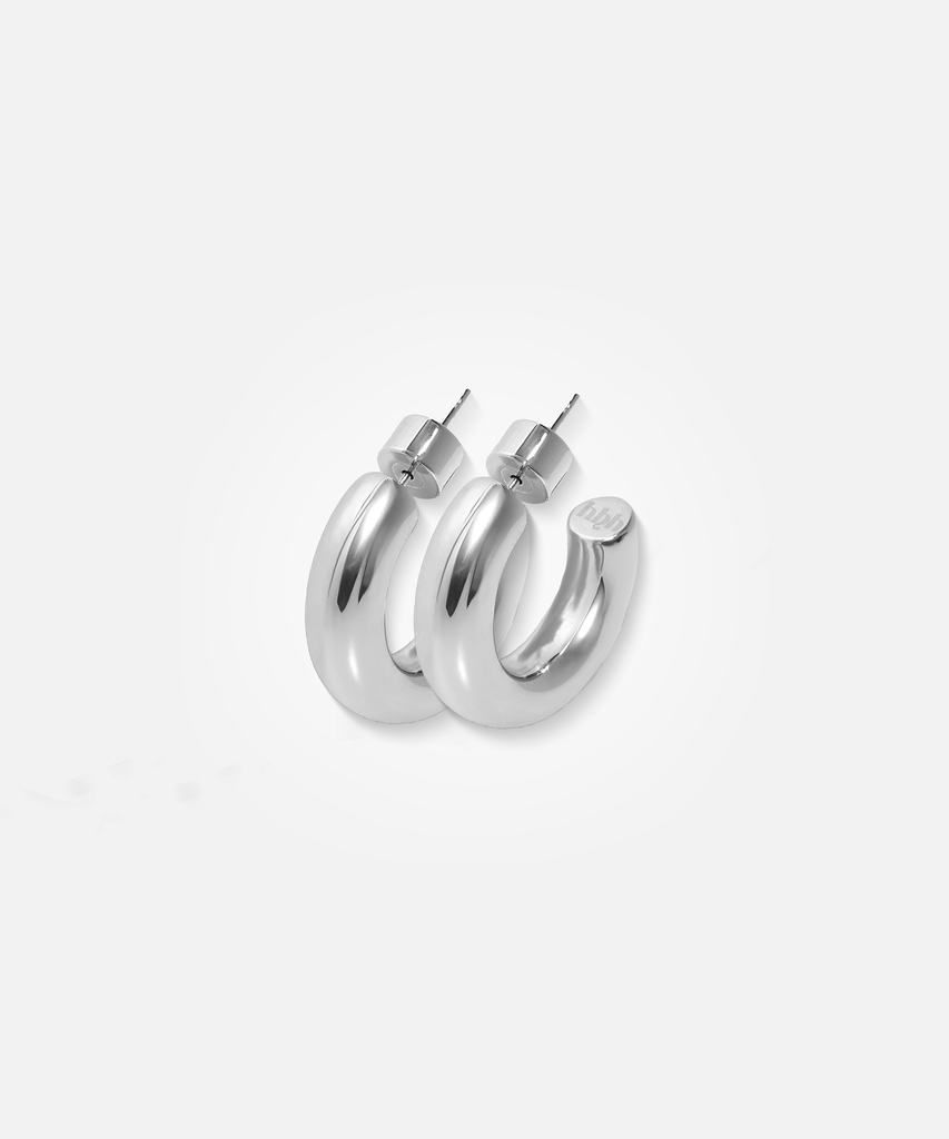 SIGNATURE HOOPS Ø25 MM RHODIUM PLATED